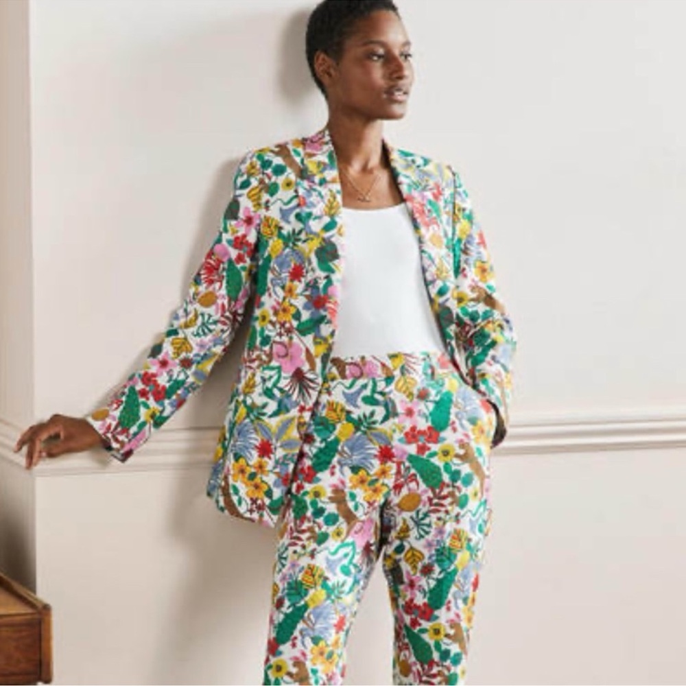 NWT Boden Thea Tailored Linen Blazer Multi, Exotic Paradise, 8P - Picture 4 of 16